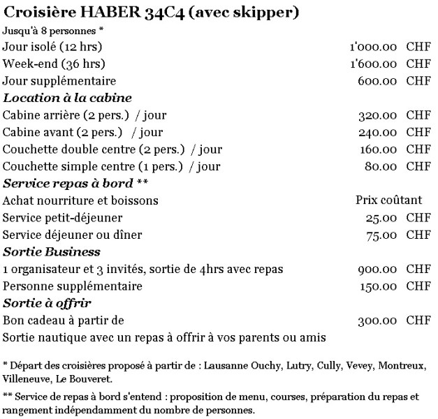 Tarif HABER 34C4 - 2019